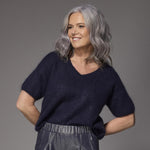 Milini mohair v-hals trui - Navy