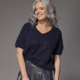 Milini mohair v-hals trui - Navy