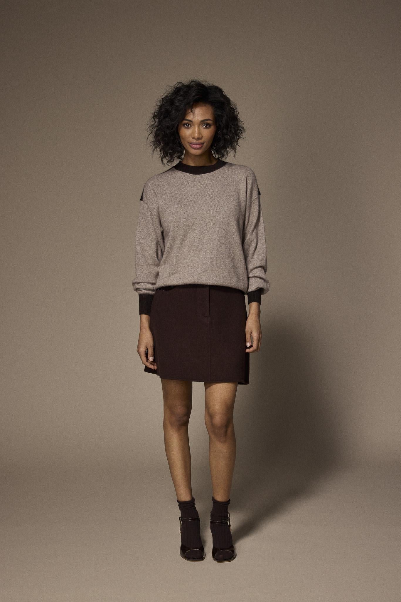 Giga duo pull met ronde hals - Taupe