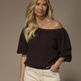 Pila off shoulder pull - Brown