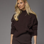 Cesare rolkraag met kabelpatroon - Dark Brown