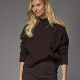 Cesare rolkraag met kabelpatroon - Dark Brown