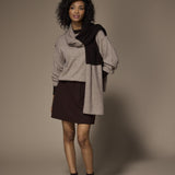 Gio tweekleurige sjaal - Taupe / Dark Brown