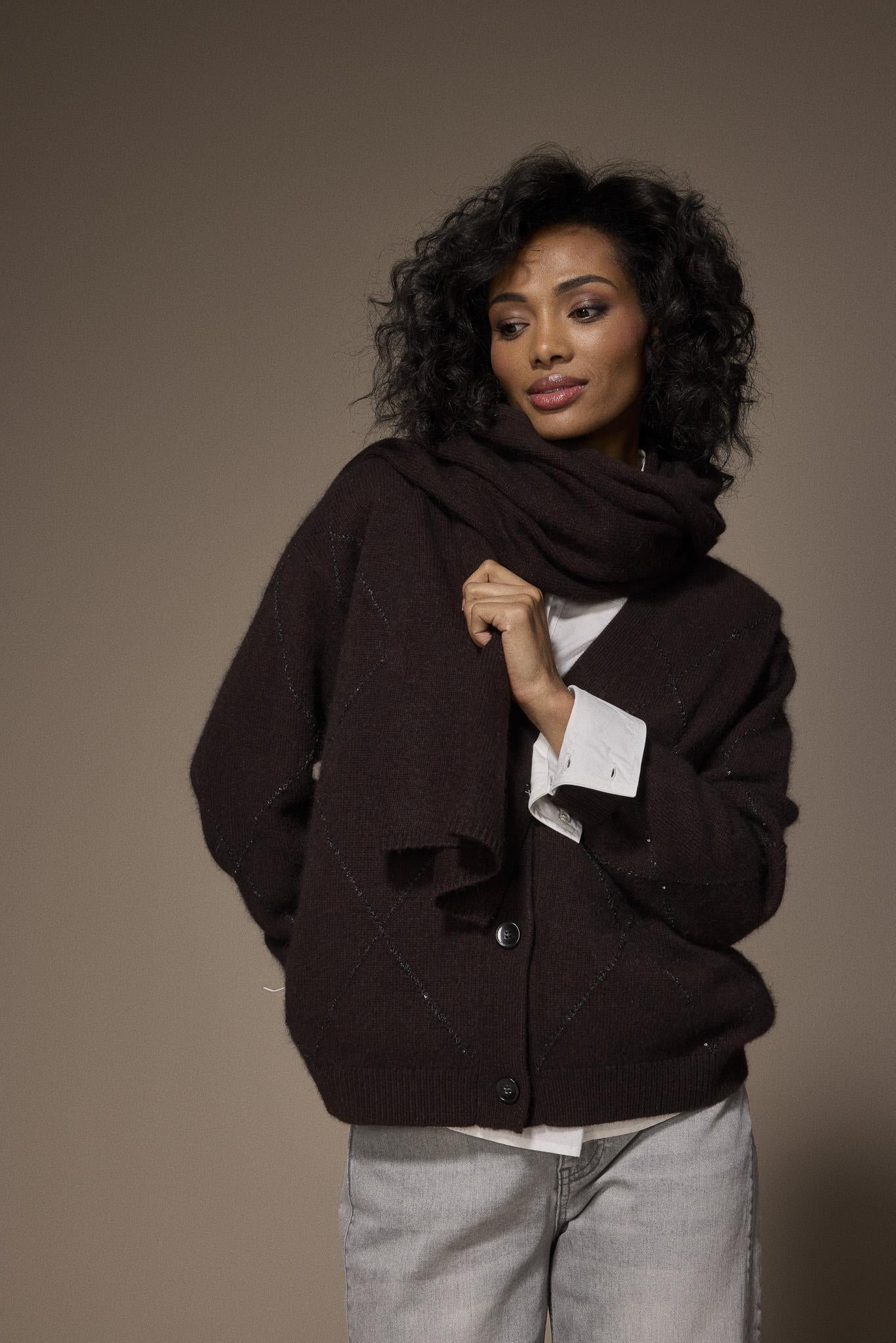 Gimini knitwear scarf - Dark Brown