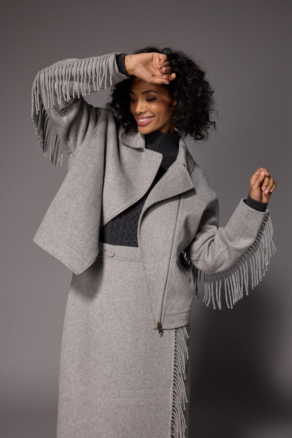 Frenna jas met franjes - Grey