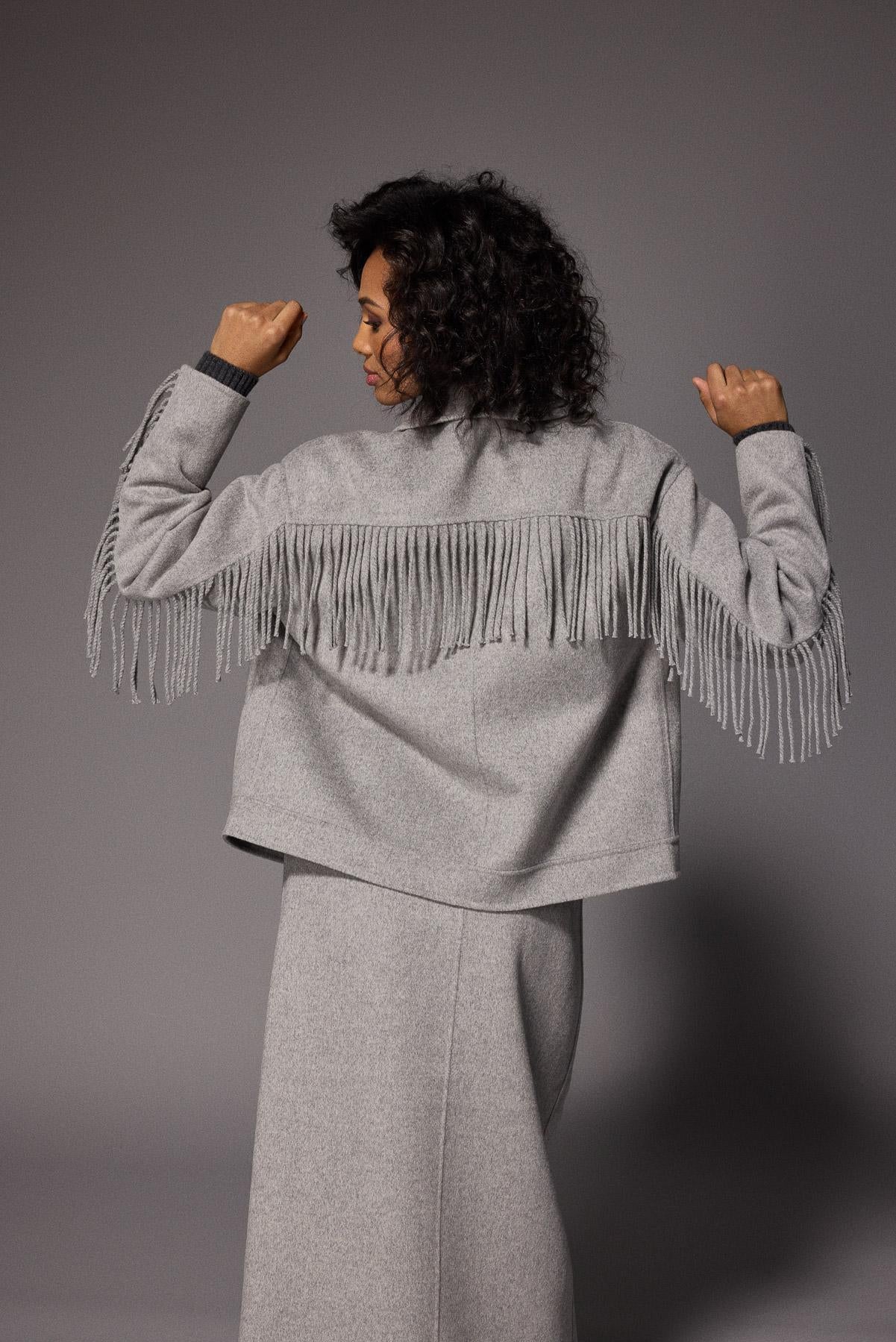 Frenna jas met franjes - Grey