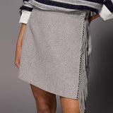 Fran rok met franjes - Grey
