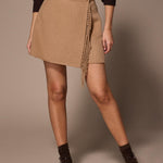 Fran rok met franjes - Camel