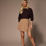 Fran rok met franjes - Camel