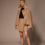 Fran rok met franjes - Camel