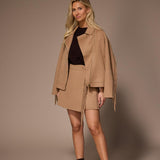 Fran rok met franjes - Camel