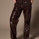 Ray lakleder broek - Brown