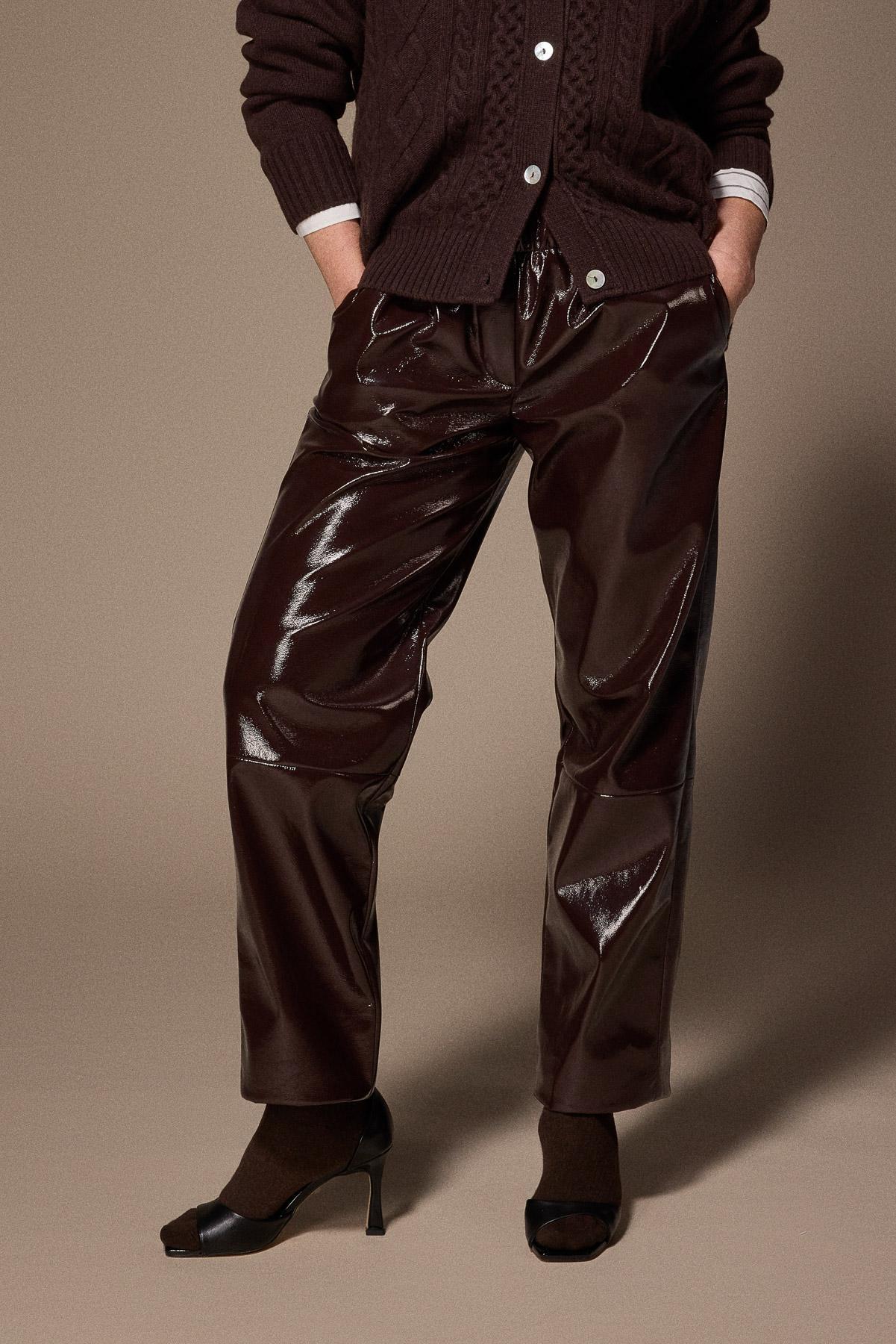 Ray lakleder broek - Brown