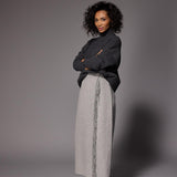Fran lange rok met franjes - Grey