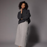 Fran lange rok met franjes - Grey