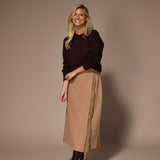 Fran lange rok met franjes - Camel