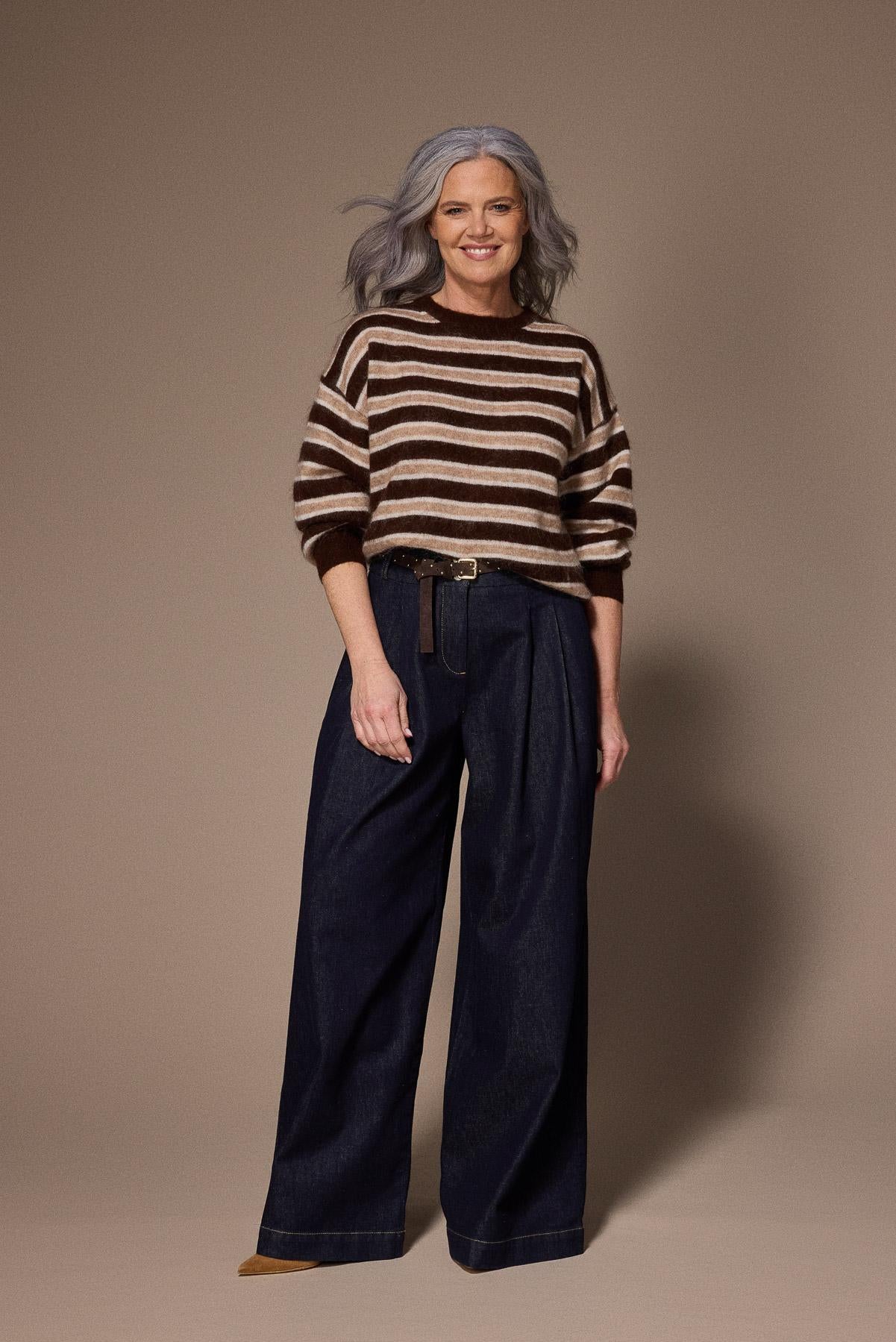 Javea wide leg pantalon - Dark denim