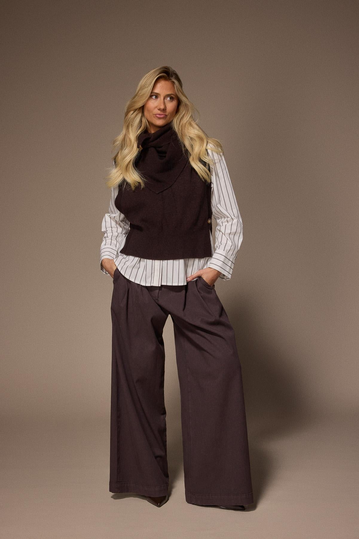 Javea wide leg pantalon - Brown