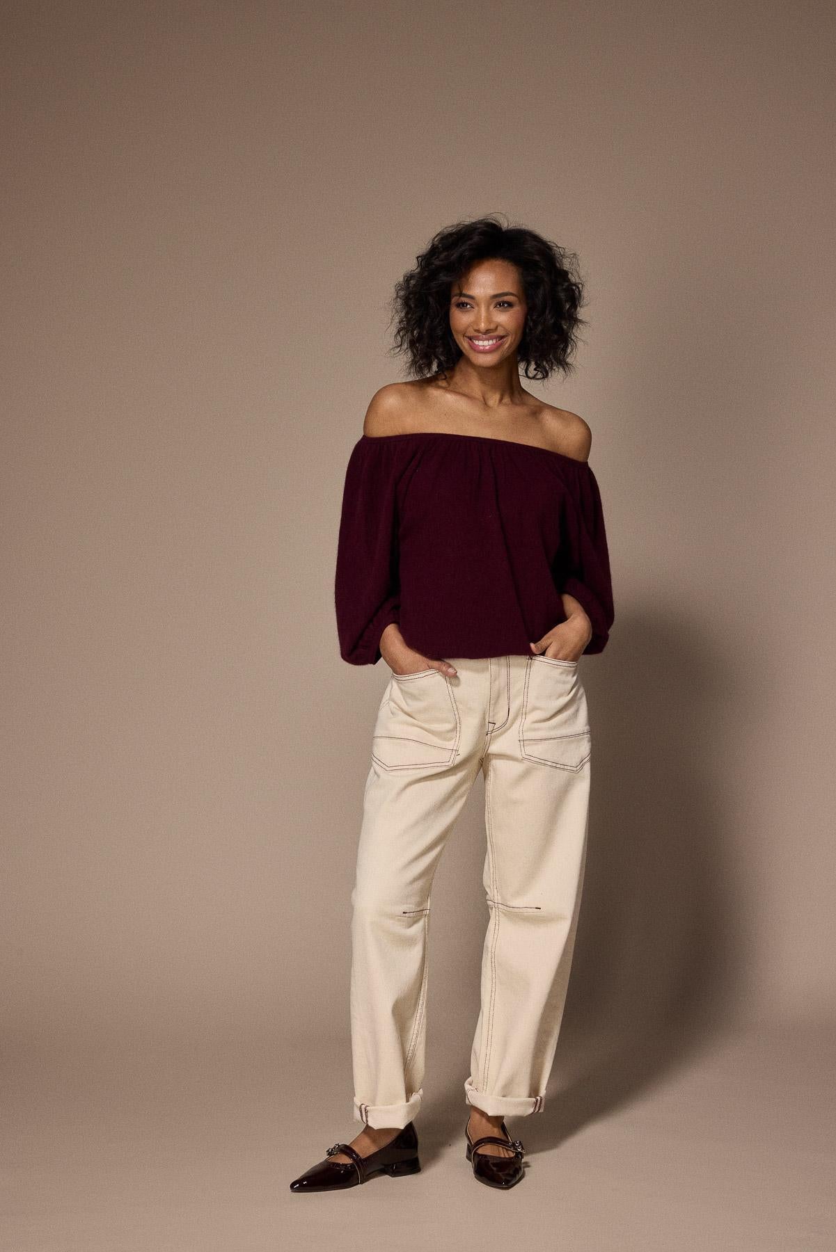 Jadie barrel jeans - Ecru