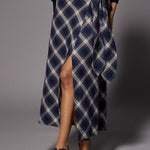 Atlanta flanellen maxi rok - Navy Checks