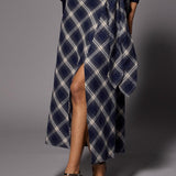 Atlanta flanellen maxi rok - Navy Checks