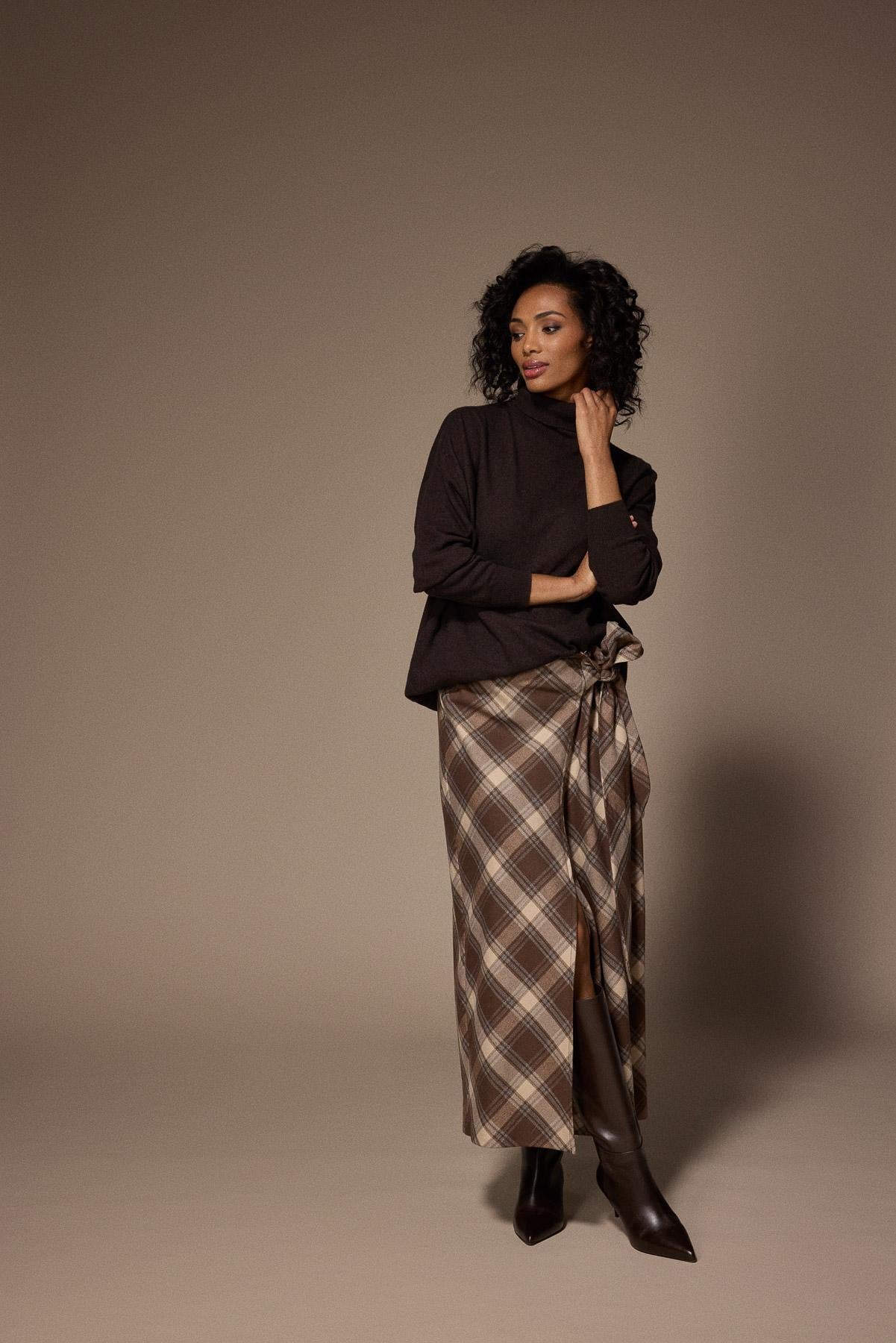 Atlanta flanellen maxi rok - Navy Checks