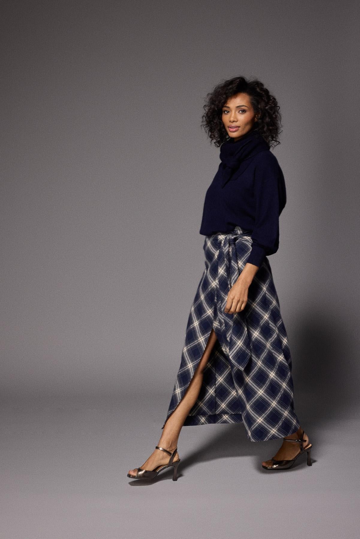 Atlanta flanellen maxi rok - Navy Checks