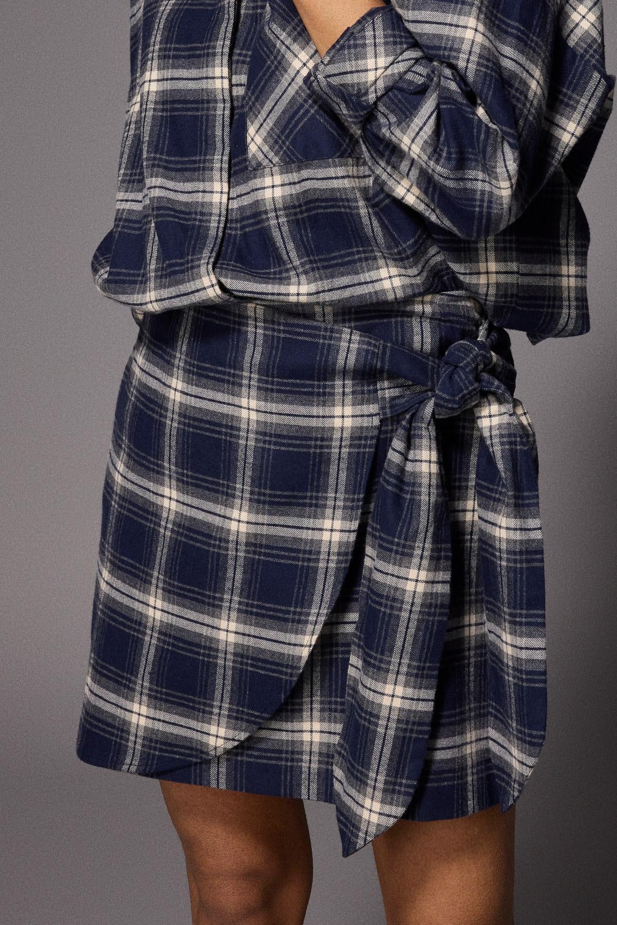 Dover flanellen minirok - Navy Checks