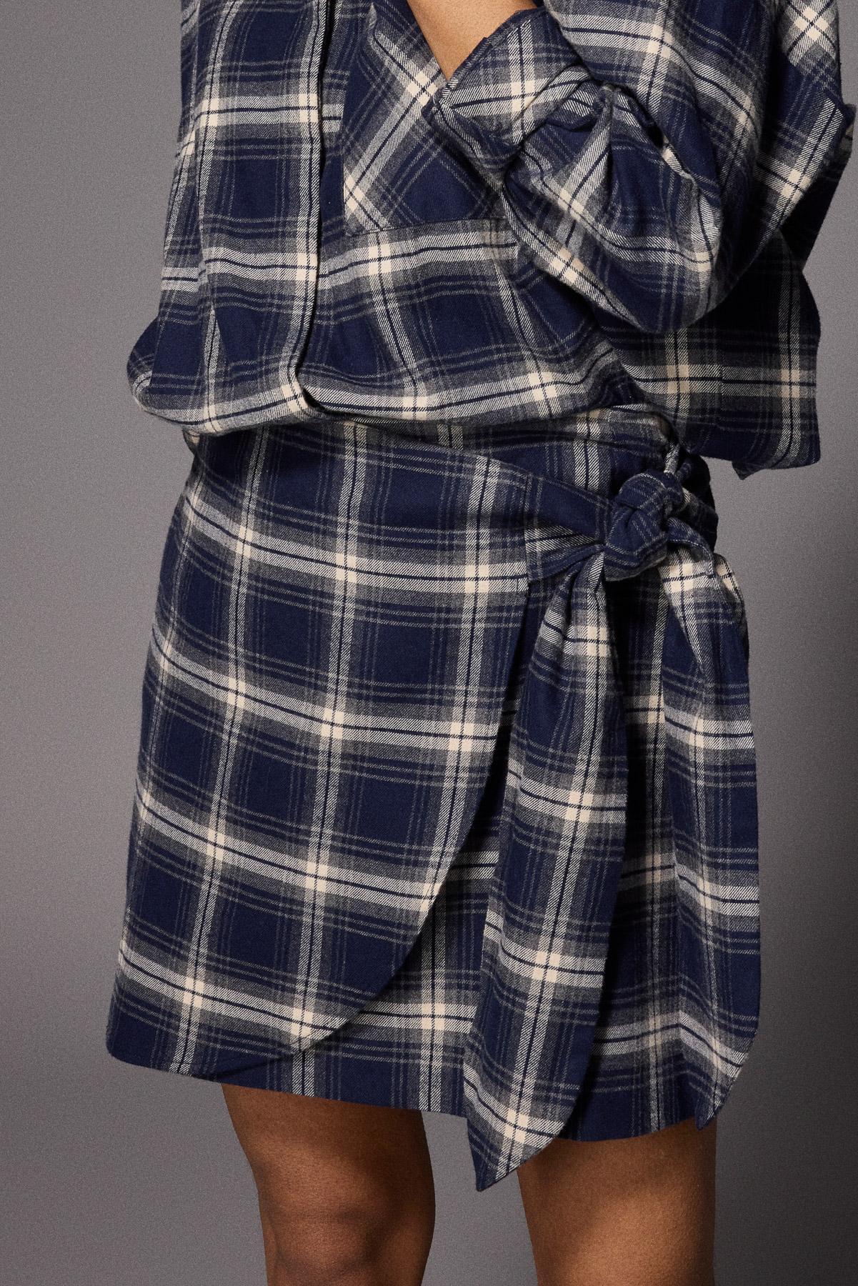 Dover flanellen minirok - Navy Checks