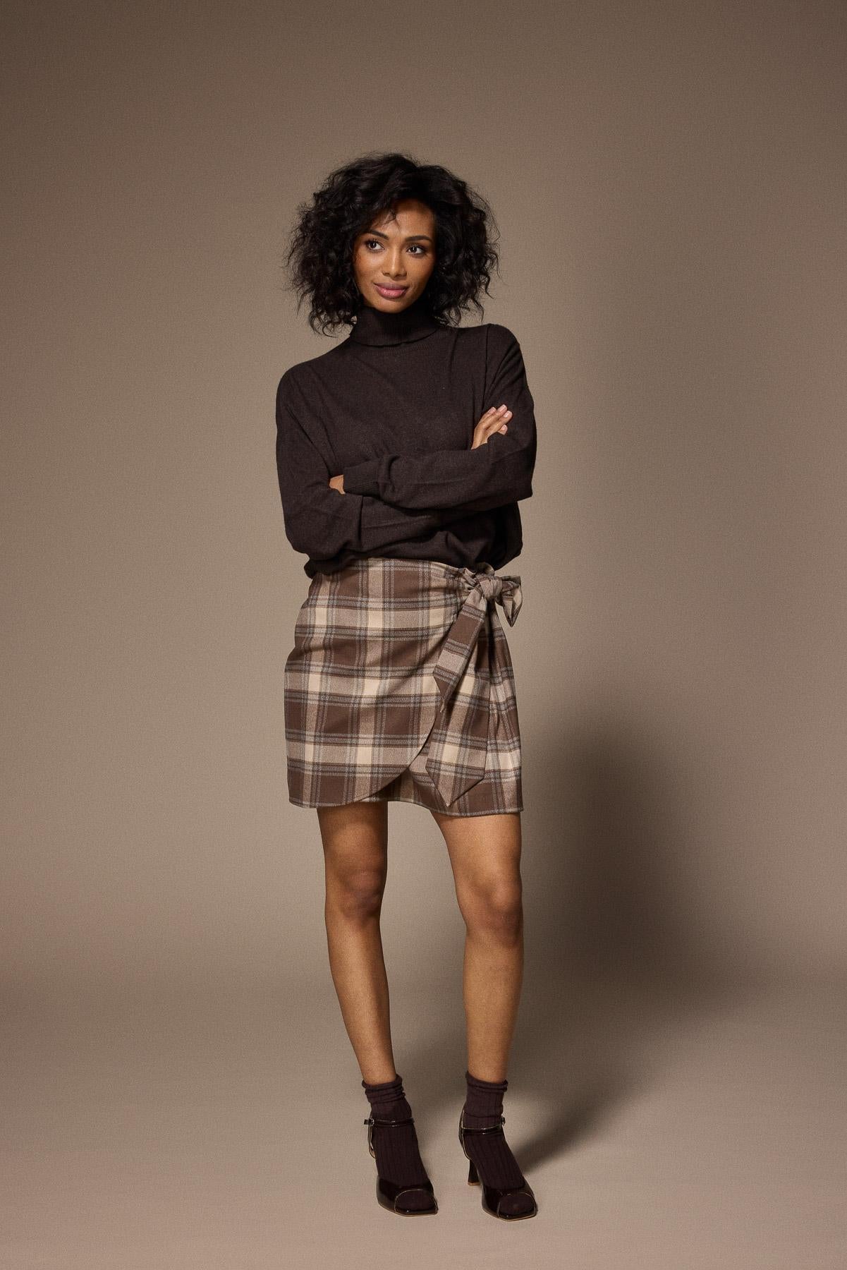 Dover flanellen minirok - Brown Checks