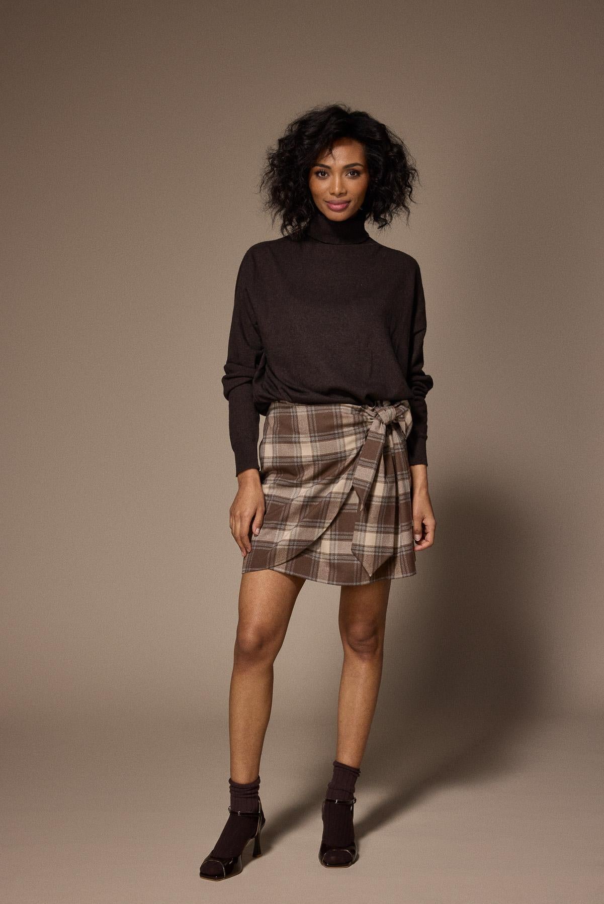 Dover flanellen minirok - Brown Checks