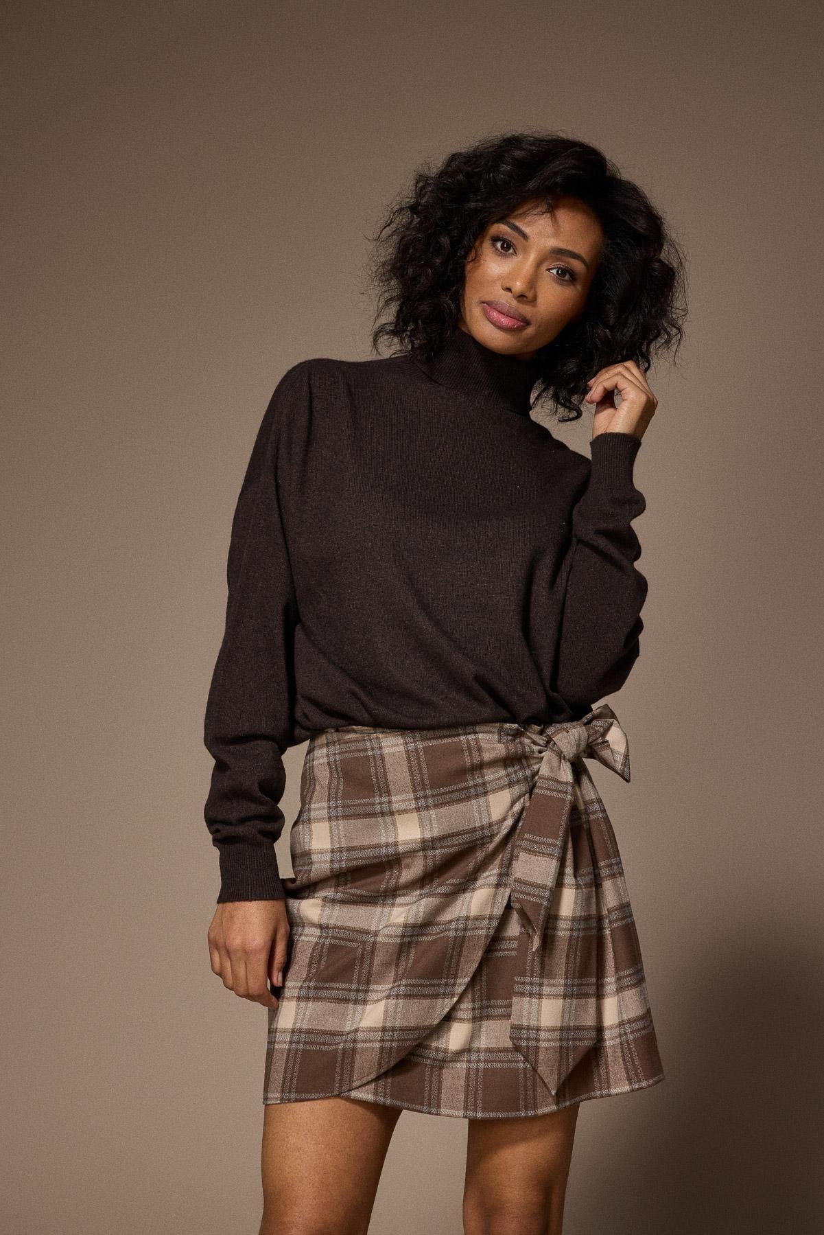 Dover flanellen minirok - Brown Checks