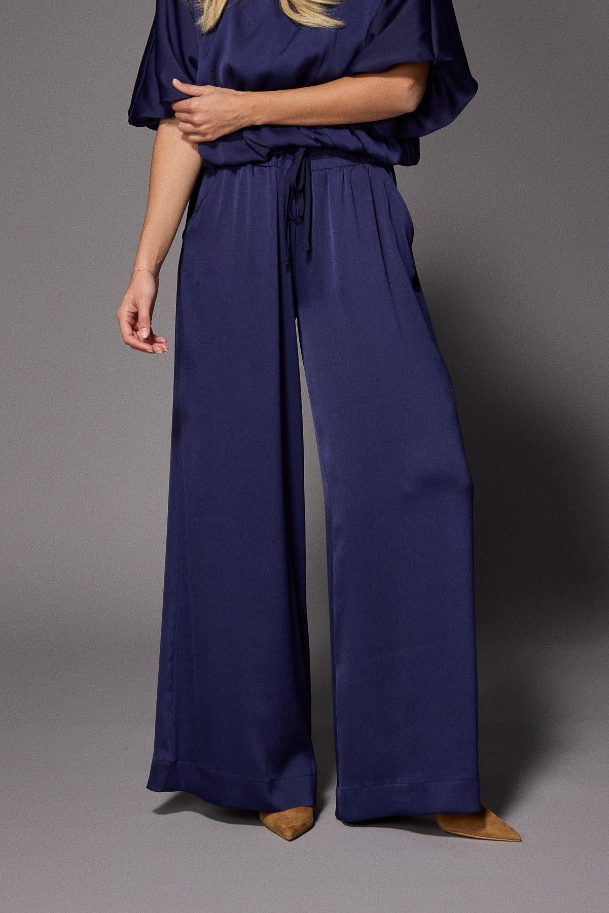 Polly wide leg broek - Navy