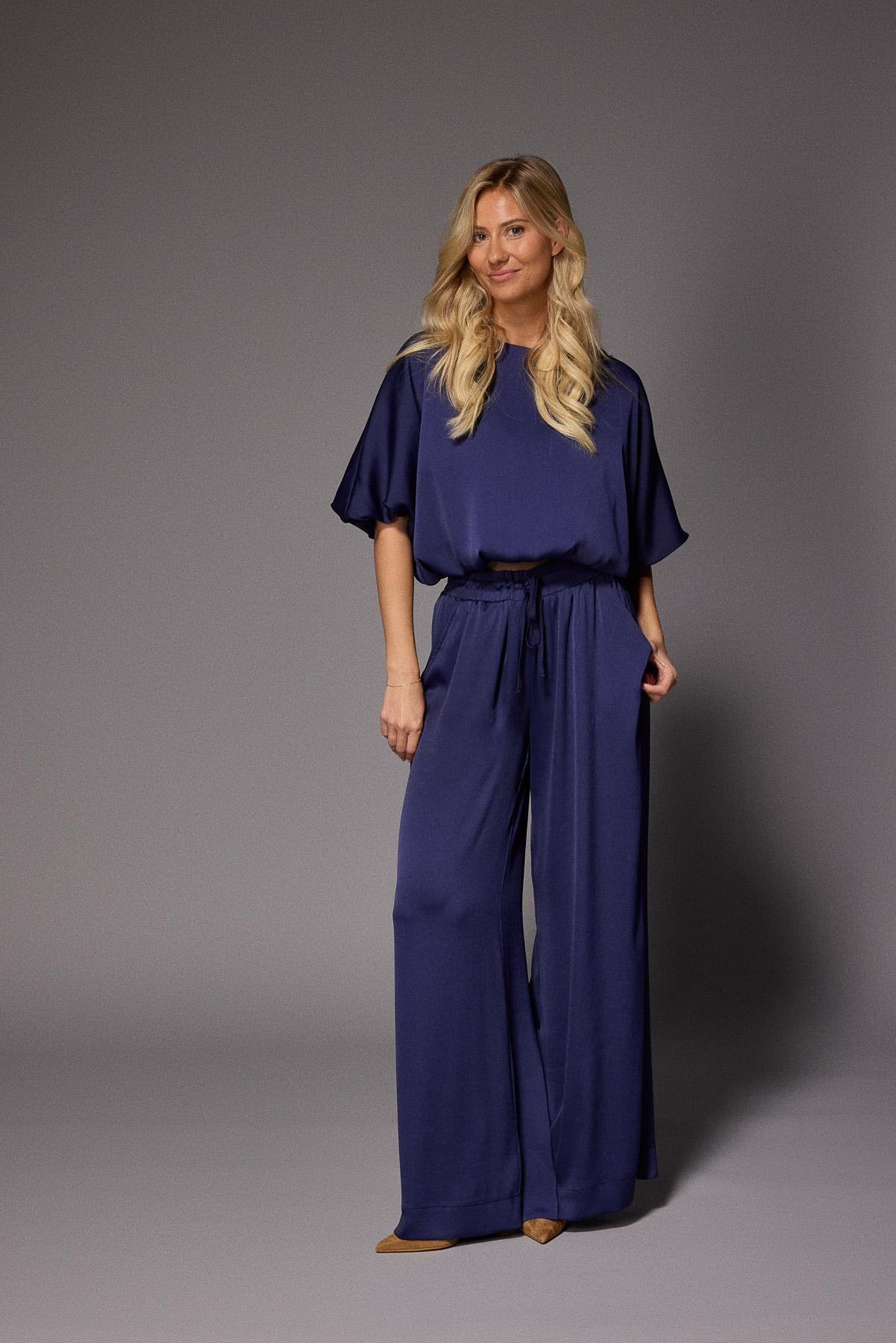 Polly wide leg broek - Navy