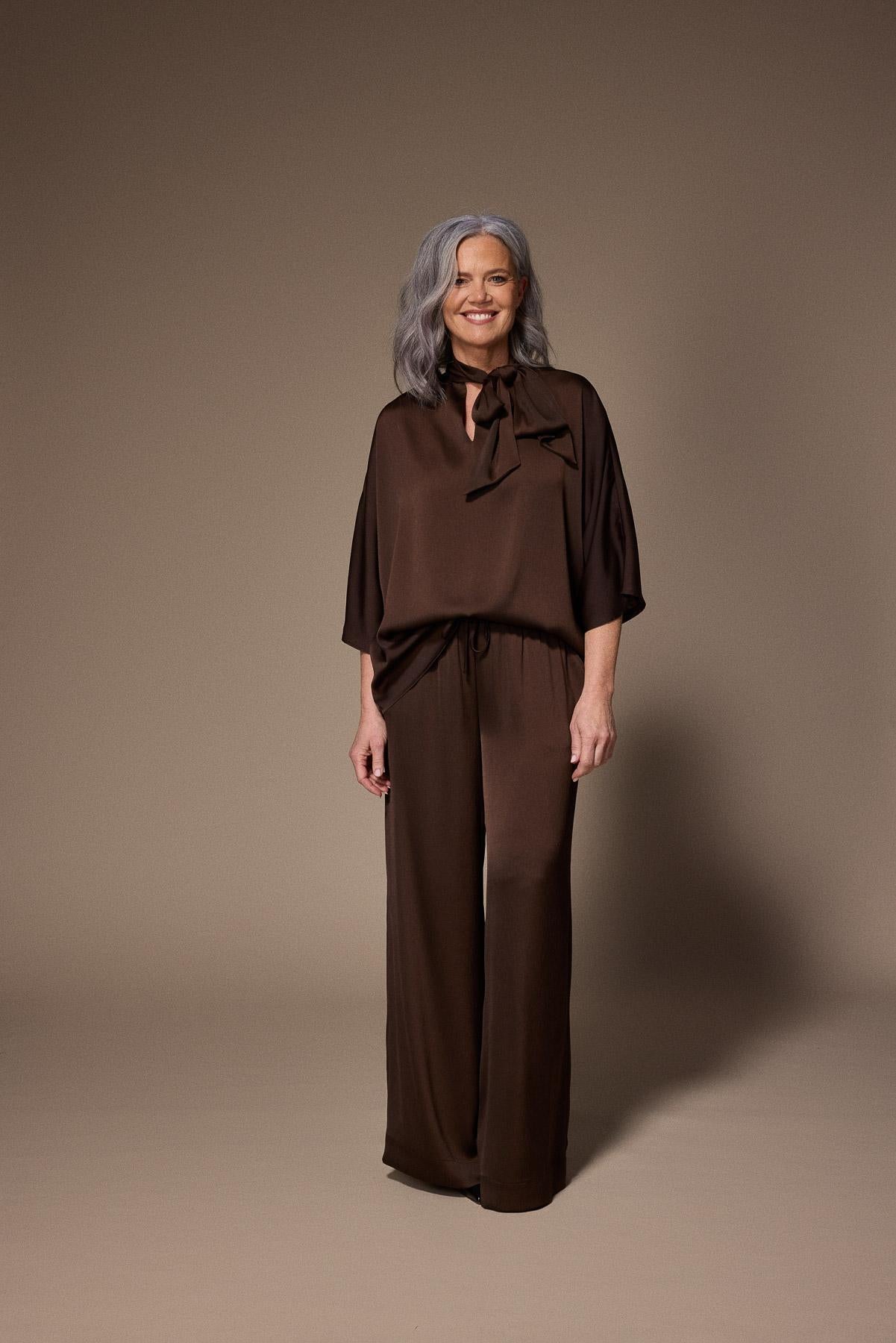 Polly wide leg broek - Burgundy