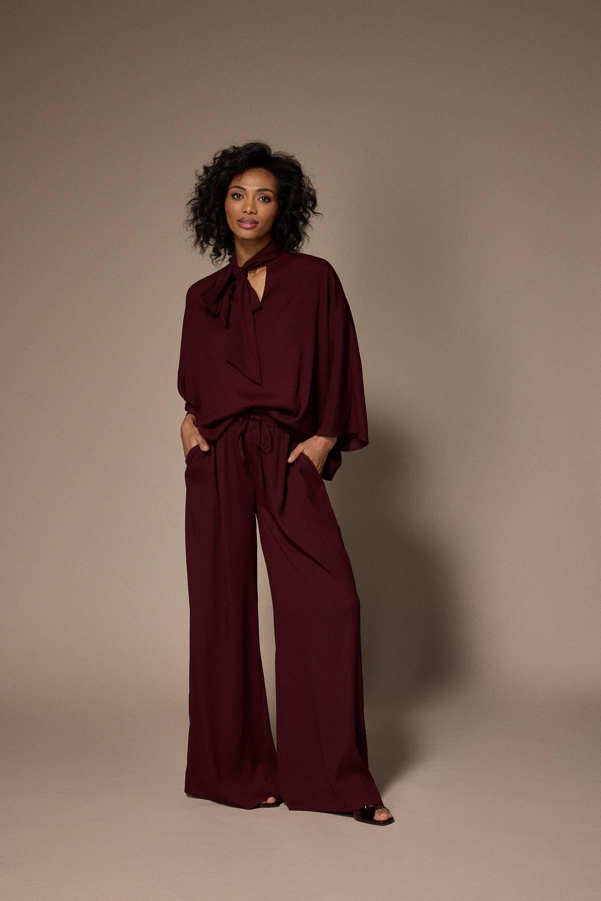 Polly wide leg broek - Burgundy