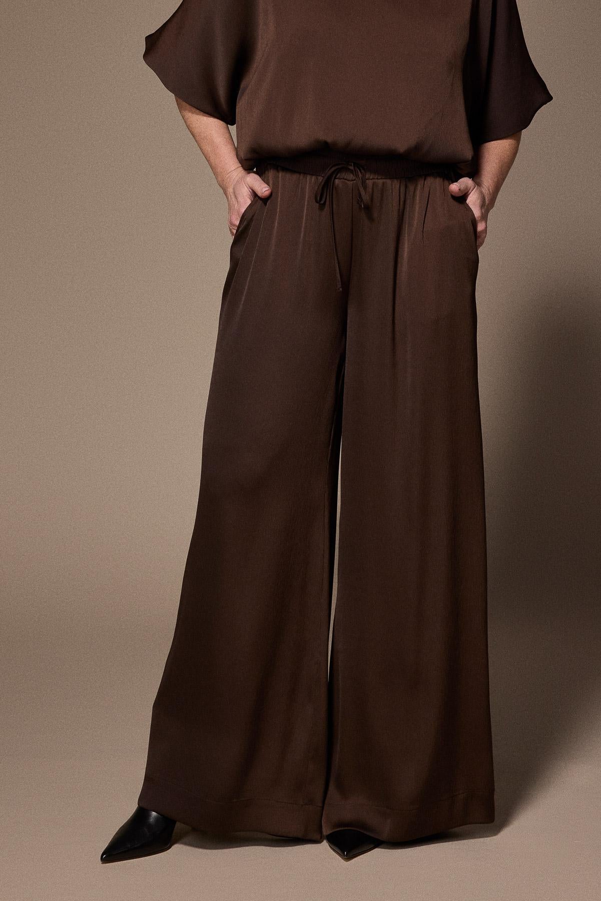 Polly wide leg broek - Brown