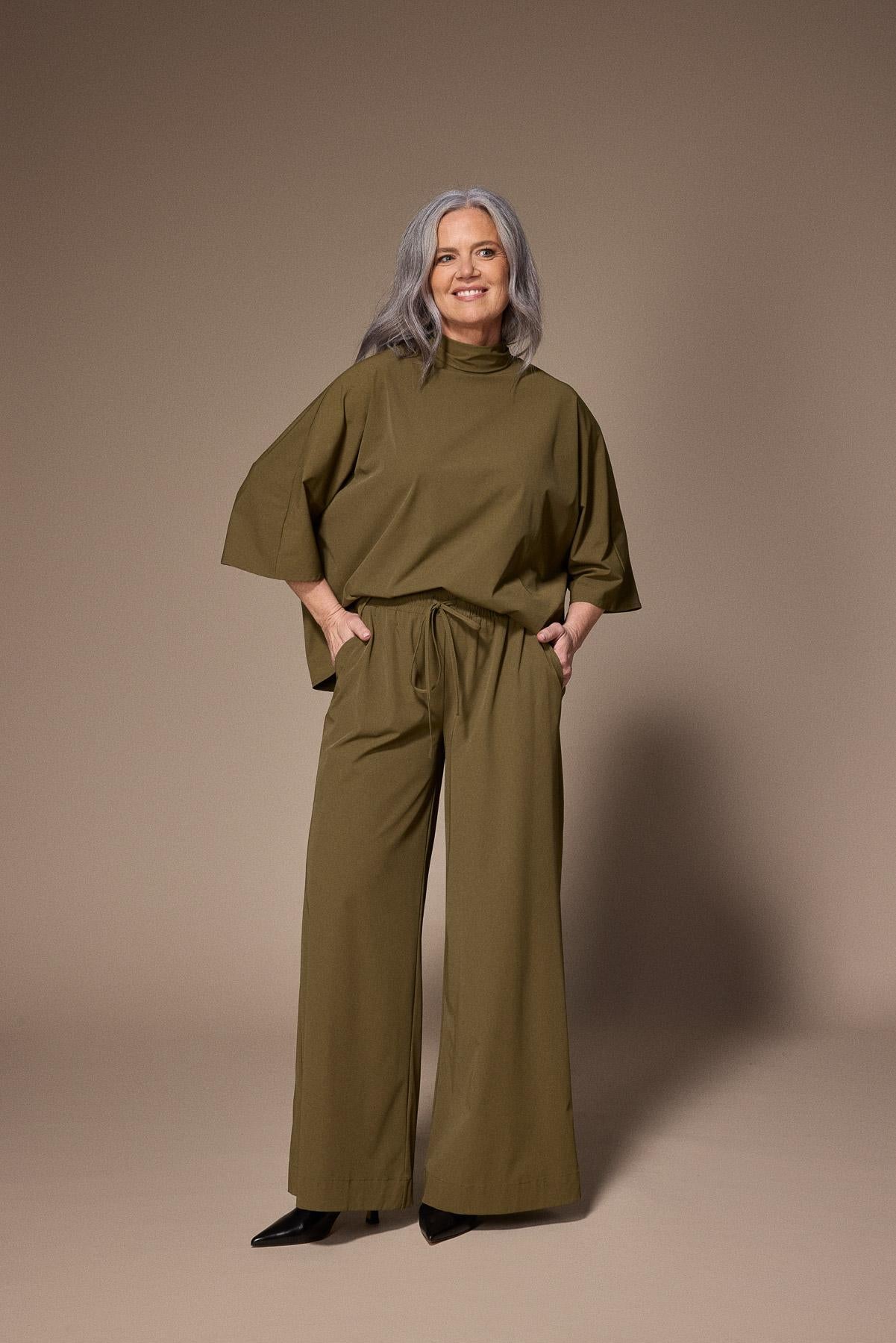 Polly wide leg broek - Khaki