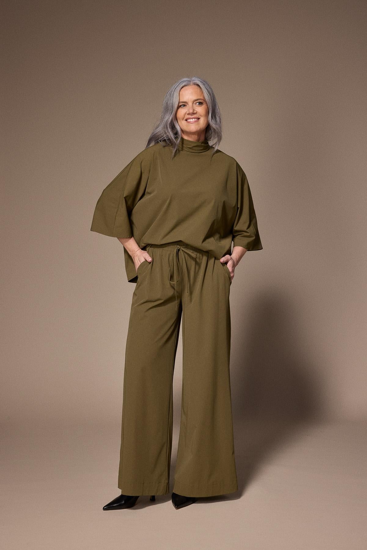 Polly wide leg broek - Khaki