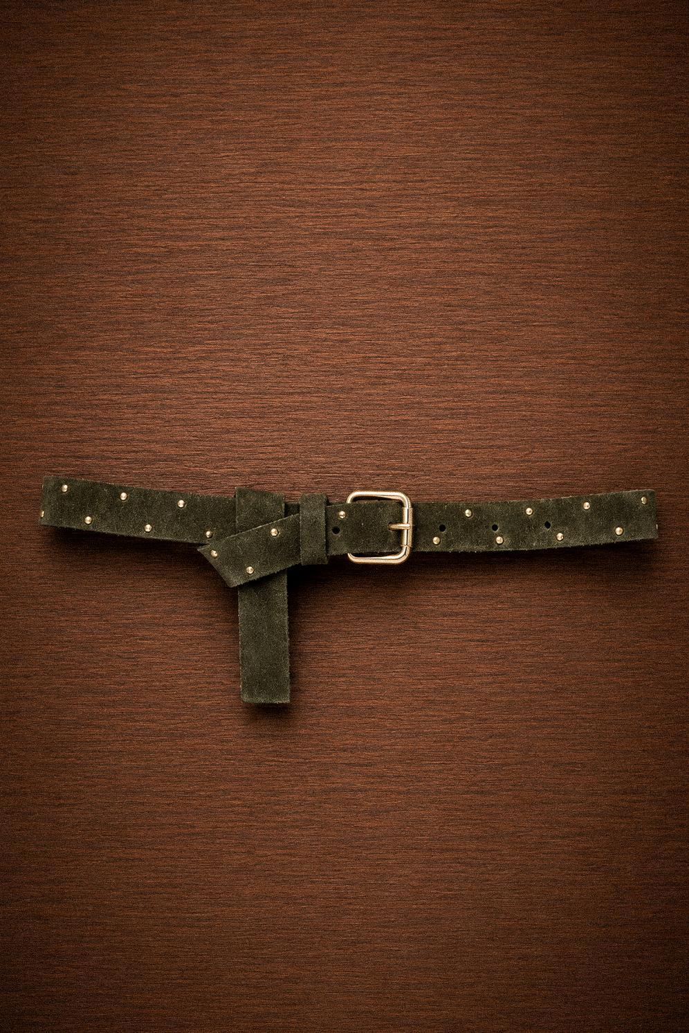 Ruth suede riem - Khaki Studs