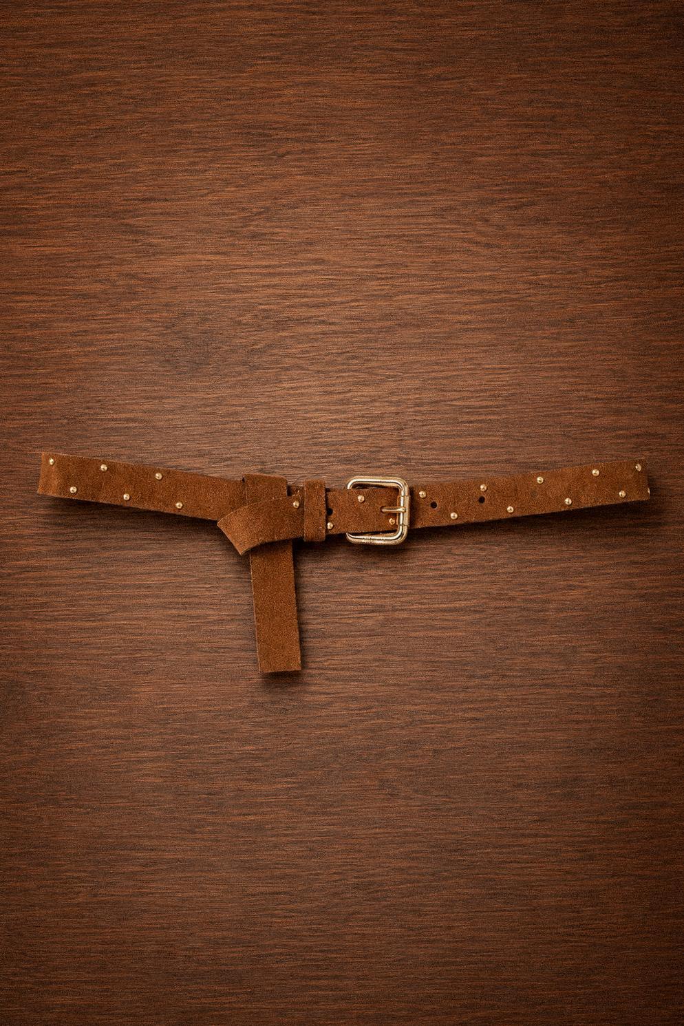 Ruth suede riem - Camel Studs