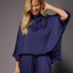 Gala satijnen blouse - Navy