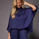 Gala satijnen blouse - Navy