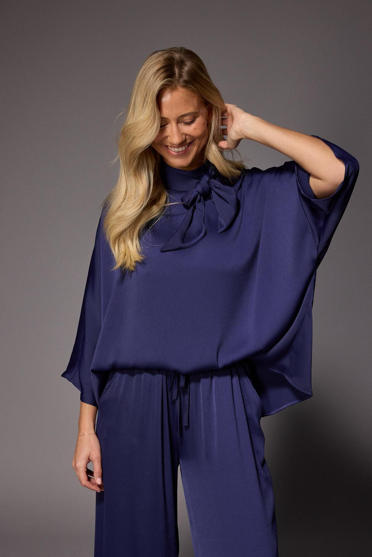 Gala satijnen blouse - Navy