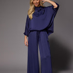Gala satijnen blouse - Navy