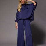 Gala satijnen blouse - Navy