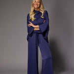 Gala satijnen blouse - Navy
