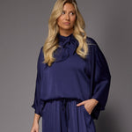 Gala satijnen blouse - Navy