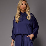 Gala satijnen blouse - Navy