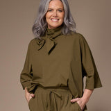 Gala satijnen blouse - Khaki